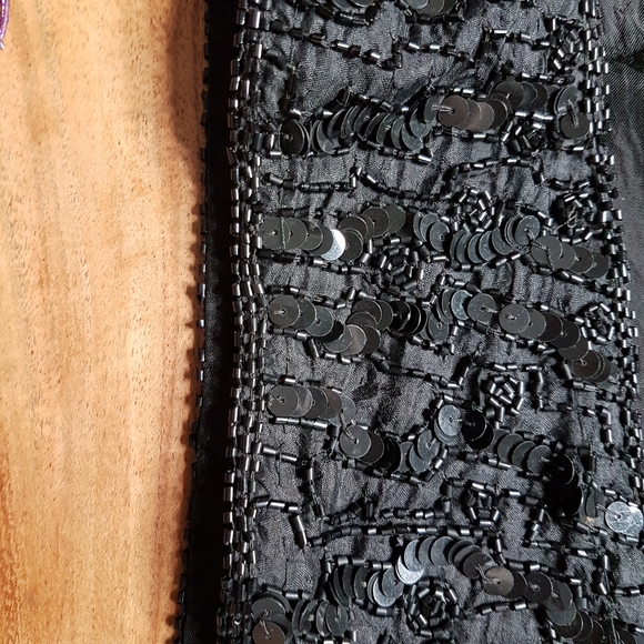 🌏 Vintage 100% Silk Sequined Vest • Sz M - Picture 7 of 16
